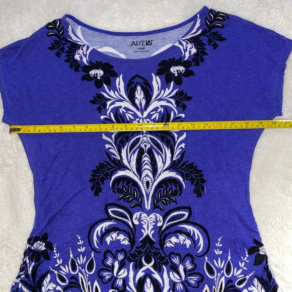 Apt. 9 Purple and Black Floral Graphic Short Sleeve Crew Neck Tee - Picture 4 of 6